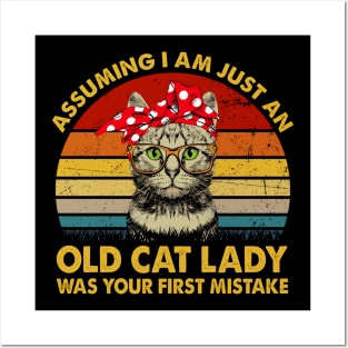 Assuming Im just an old cat lady was your fist mistake tshirt funny gift Posters and Art